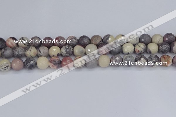 CPJ613 15.5 inches 10mm faceted round purple striped jasper beads