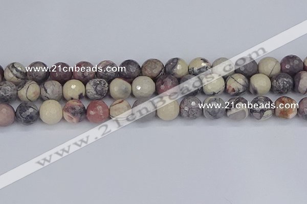 CPJ614 15.5 inches 12mm faceted round purple striped jasper beads