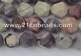 CPJ620 15.5 inches 6mm faceted nuggets purple striped jasper beads