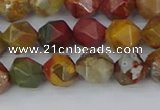 CPJ626 15.5 inches 6mm faceted nuggets picasso jasper beads