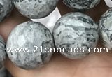 CPJ646 15.5 inches 16mm faceted round grey picture jasper beads