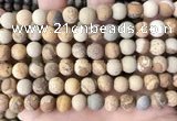 CPJ652 15.5 inches 8mm round matte picture jasper beads wholesale