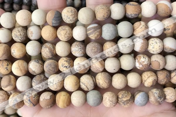 CPJ652 15.5 inches 8mm round matte picture jasper beads wholesale