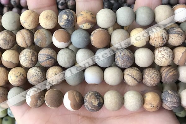 CPJ653 15.5 inches 10mm round matte picture jasper beads wholesale