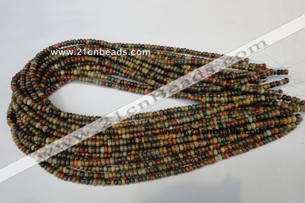 CPJ68 15.5 inches 2*4mm rondelle picasso jasper gemstone beads