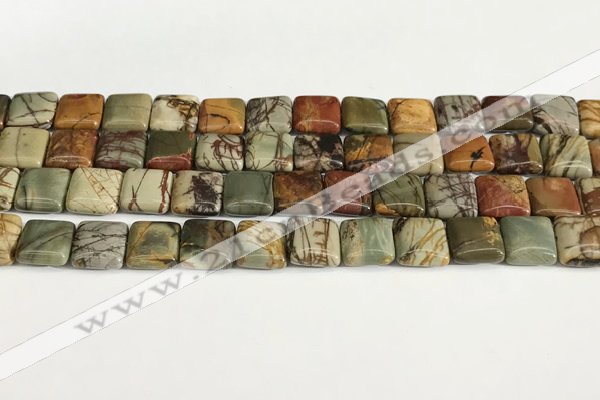 CPJ684 15.5 inches 8*8mm square picasso jasper beads wholesale