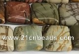 CPJ685 15.5 inches 10*10mm square picasso jasper beads wholesale