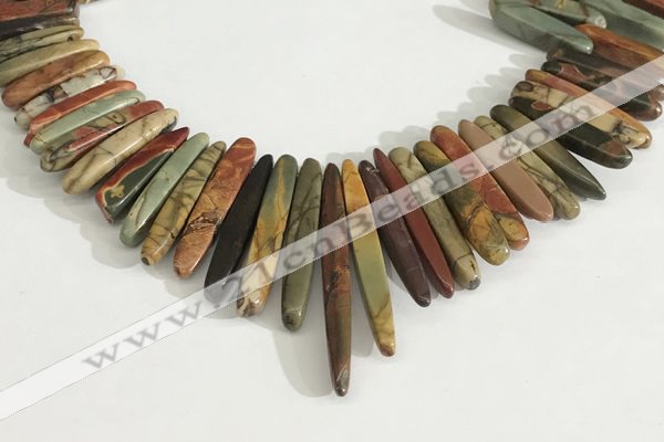 CPJ688 Top drilled 5*15mm - 

6*45mm sticks picasso jasper beads