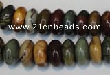 CPJ69 15.5 inches 7*14mm rondelle picasso jasper gemstone beads