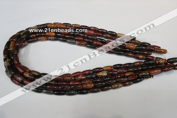 CPJ70 15.5 inches 6*12mm rice picasso jasper gemstone beads