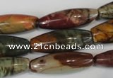 CPJ72 15.5 inches 10*30mm rice picasso jasper gemstone beads