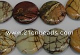 CPJ79 15.5 inches 20mm flat round picasso jasper gemstone beads