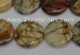 CPJ80 15.5 inches 25mm flat round picasso jasper gemstone beads