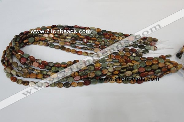 CPJ81 15.5 inches 6*8mm oval picasso jasper gemstone beads