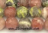 CPM11 15 inches 6mm faceted round red plum blossom jade beads