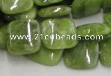 CPO10 15.5 inches 18*18mm square olivine gemstone beads wholesale