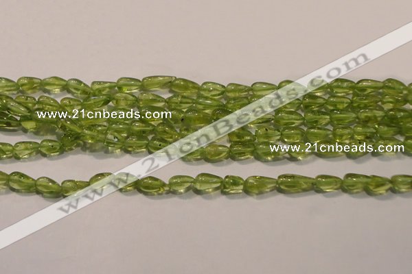 CPO113 15 inches 3.5*5mm teardrop natural peridot beads wholesale