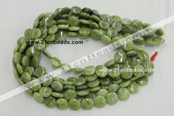 CPO15 15.5 inches 10mm flat round olivine gemstone beads wholesale