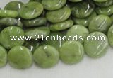 CPO16 15.5 inches 12mm flat round olivine gemstone beads wholesale