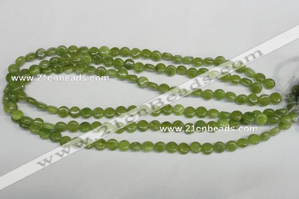 CPO28 15.5 inches 8mm flat round olivine gemstone beads wholesale