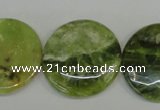 CPO30 15.5 inches 25mm flat round olivine gemstone beads wholesale