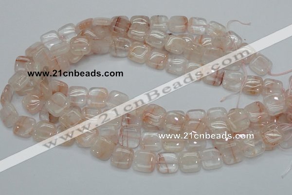 CPQ05 15.5 inches 15*15mm square natural pink quartz beads