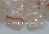 CPQ06 15.5 inches 20*20mm square natural pink quartz beads