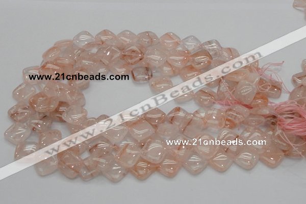 CPQ08 15.5 inches 15*15mm diamond natural pink quartz beads