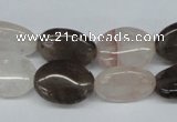 CPQ105 12*16mm oval natural pink crystal & smoky quartz beads