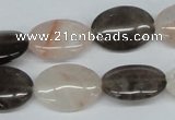 CPQ106 13*18mm oval natural pink crystal & smoky quartz beads