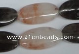 CPQ107 15*20mm oval natural pink crystal & smoky quartz beads