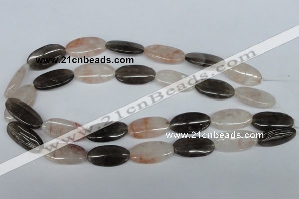 CPQ107 15*20mm oval natural pink crystal & smoky quartz beads