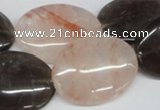 CPQ108 22*30mm oval natural pink crystal & smoky quartz beads