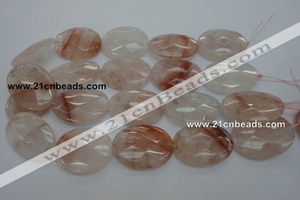 CPQ17 15.5 inches 30*40mm faceted oval natural pink quartz beads