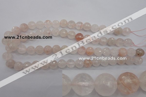 CPQ205 15.5 inches 12mm faceted round natural pink quartz beads