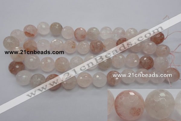 CPQ206 15.5 inches 14mm faceted round natural pink quartz beads