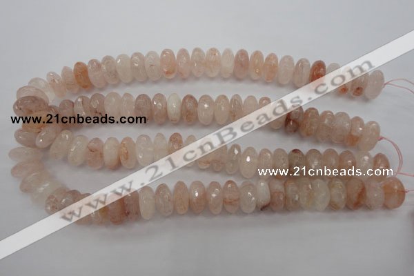 CPQ215 15.5 inches 8*16mm faceted rondelle natural pink quartz beads