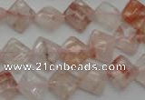 CPQ224 15.5 inches 10*10mm faceted diamond natural pink quartz beads