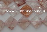 CPQ225 15.5 inches 12*12mm faceted diamond natural pink quartz beads