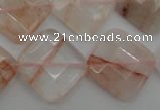 CPQ228 15.5 inches 20*20mm faceted diamond natural pink quartz beads