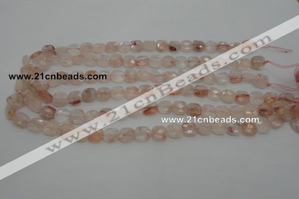 CPQ231 15.5 inches 10*10mm faceted square natural pink quartz beads