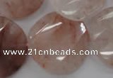 CPQ240 15.5 inches 28mm faceted & twisted coin natural pink quartz beads