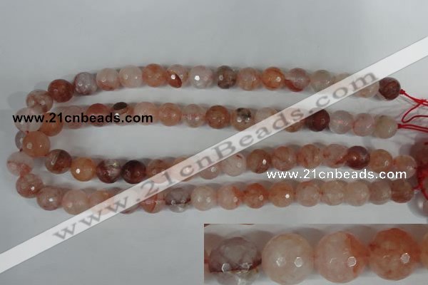 CPQ25 15.5 inches 12mm faceted round natural pink quartz beads