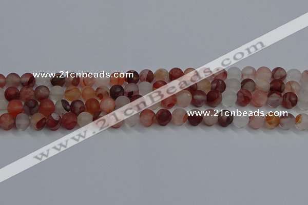 CPQ301 15.5 inches 6mm round matte pink quartz beads wholesale