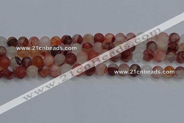 CPQ302 15.5 inches 8mm round matte pink quartz beads wholesale