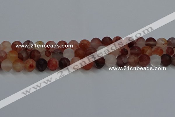 CPQ303 15.5 inches 10mm round matte pink quartz beads wholesale