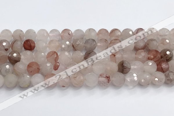 CPQ320 15.5 inches 10mm faceted round pink quartz beads