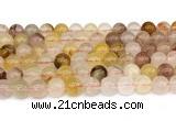 CPQ361 15.5 inches 6mm round pink & yellow quartz gemstone beads