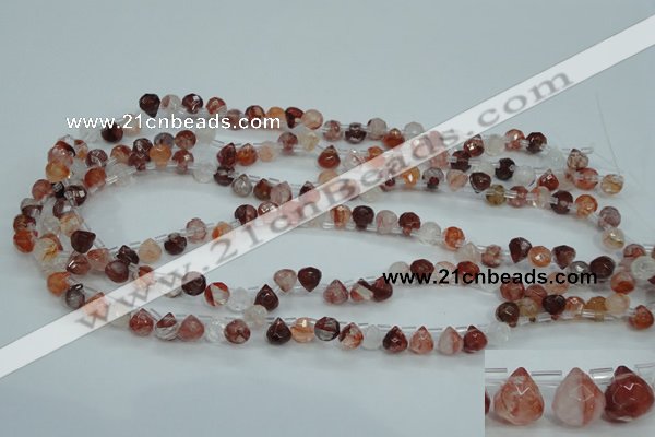 CPQ41 Top-drilled 7*7mm faceted teardrop natural pink quartz beads