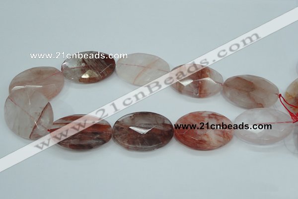 CPQ65 15.5 inches 30*40mm faceted oval natural pink quartz beads